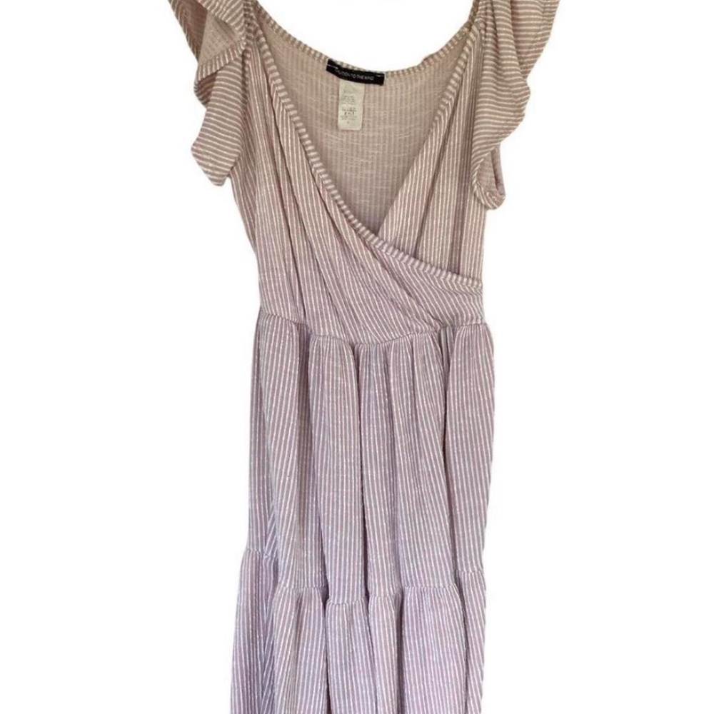 Pink Striped V-Neck Dress